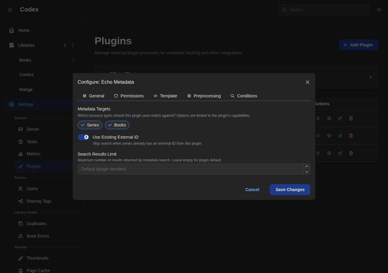 Config Modal - General
