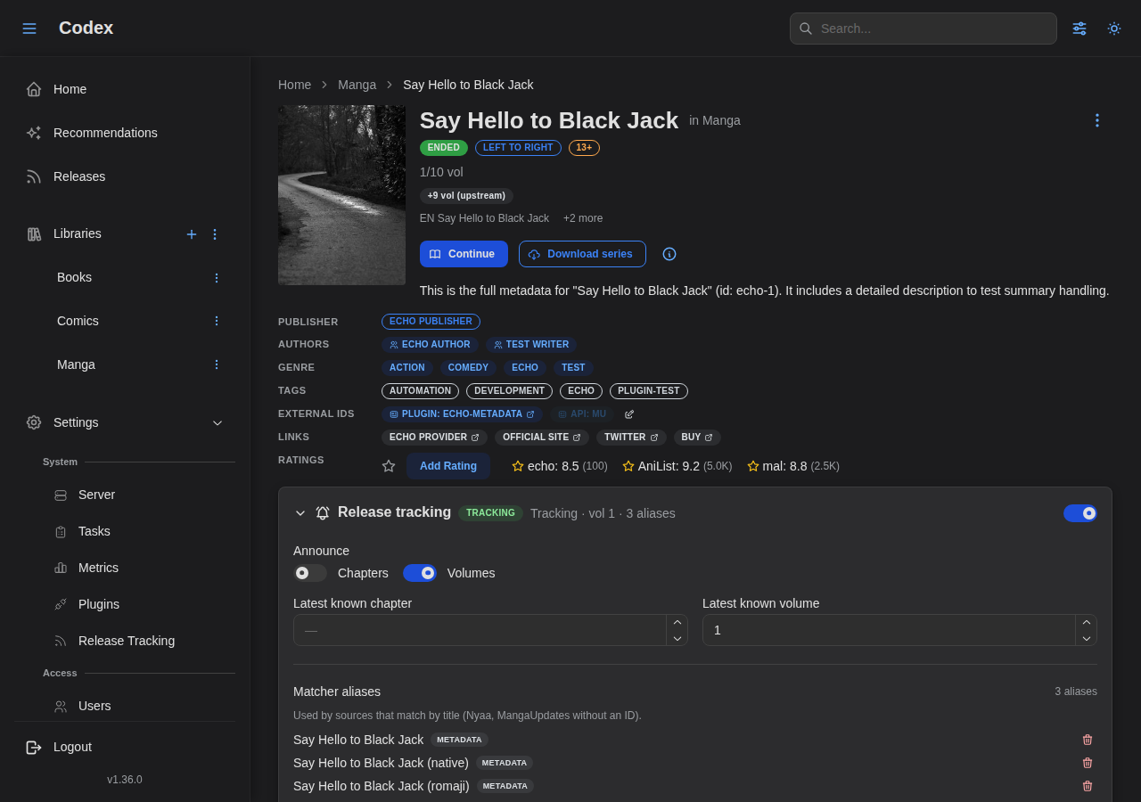 Series Detail, Tracking enabled